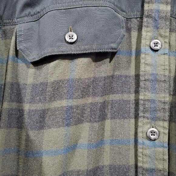 Eddie Bauer Shirt Mens Long Sleeve Heavy Button Front Green Plaid Flannel Sz L - Picture 7 of 11